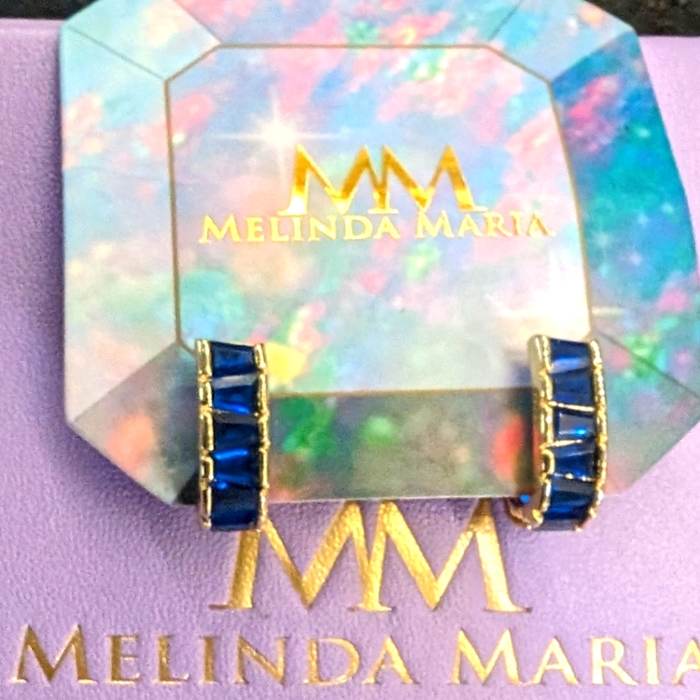 Sapphire Blue Melinda Maria Grace Huggies Earrings Gorgeous, New, & Sold Out!